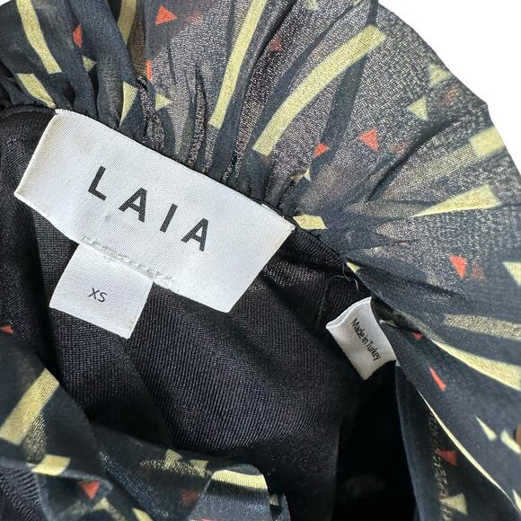 LAIA Kiara Black Patterned Blouse Peplum Style Women's Size XS - Picture 7 of 8